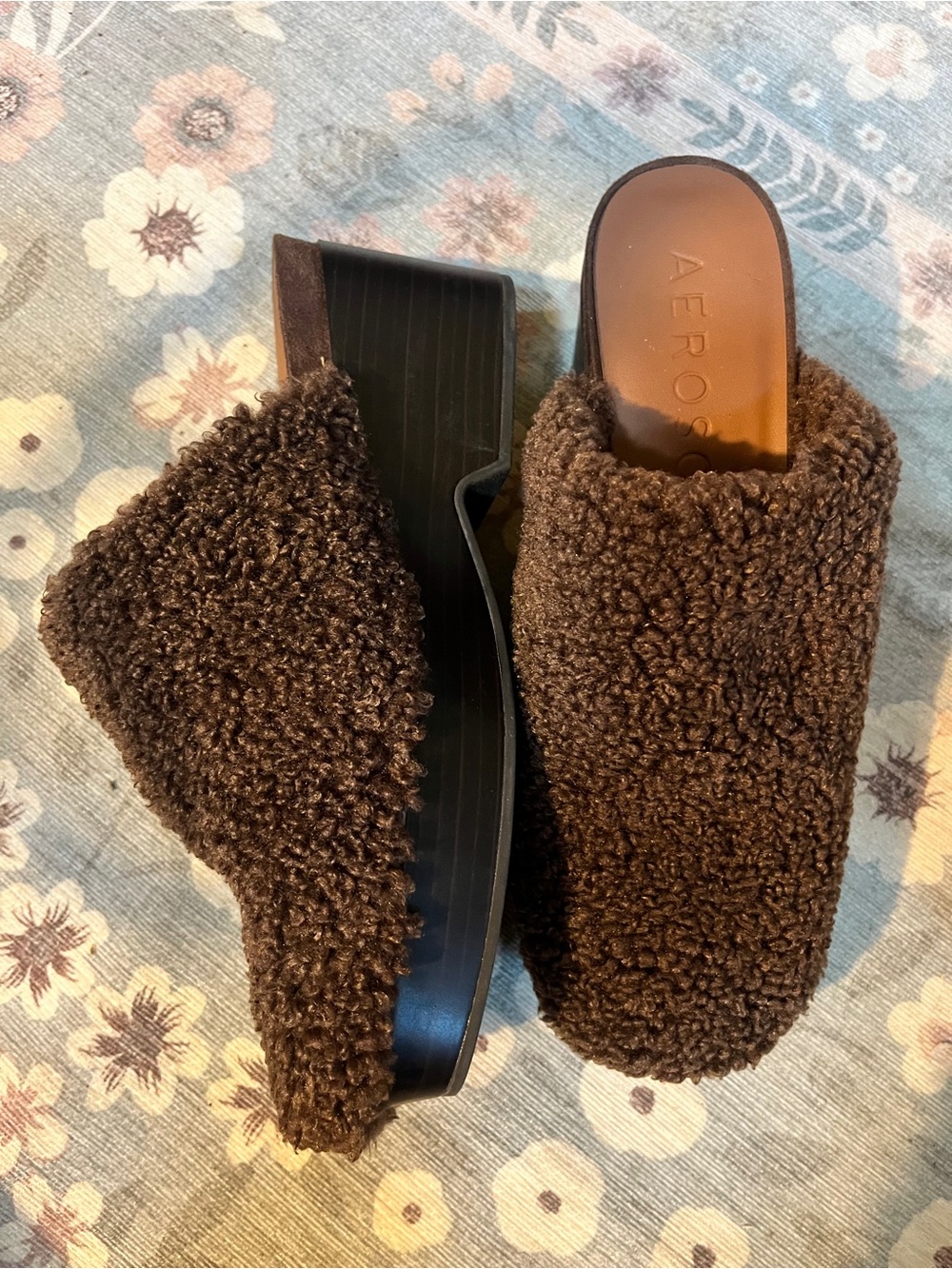 NEW AEROSOLES® Chata Clog In Color: Fango Faux Shearling 9us Slip On Comfort
